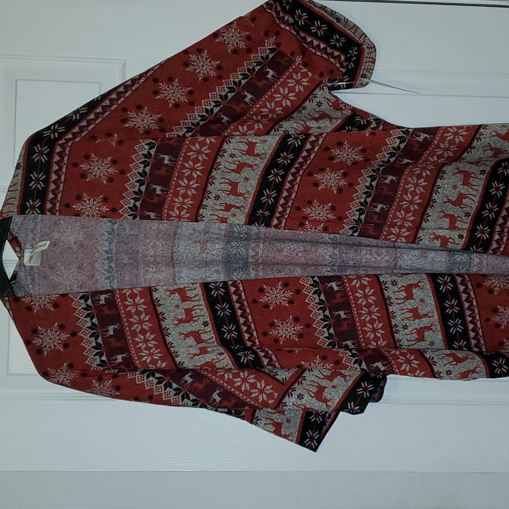 Crepes Nordic Print Open Cardigan, 2XL
